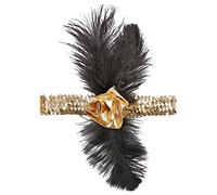 W WIDMANN MILANO Party Fashion - Bandeau années 20, paillettes avec fleur et plumes, Charleston, Flapper