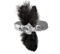 W WIDMANN MILANO Party Fashion - Bandeau années 20, paillettes avec fleur et plumes, Charleston, Flapper