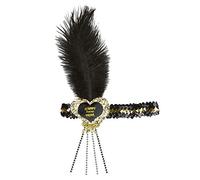 W WIDMANN MILANO Party Fashion, Bandeau Happy New Year, design festif noir et or, confort optimal, cœur ludique, plumes glamour, polyvalent pour toutes occasions, facile à entretenir