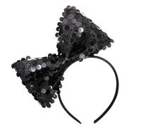 WIDMANN 9317N - Bandeau pailleté avec nœud, Femme Adulte, années 50, Ballerine, Disco, Carnaval, Couleur Noir
