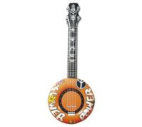 Widmann Banjo gonflable Hippie 30791, 100 cm, design coloré Flower Power, facile à gonfler – Orange