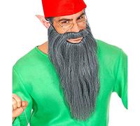 Widmann 01527 - Longue barbe avec moustache, gris, plusieurs personnages, nain, rockeur, magicien, accessoire, carnaval, fête à thème