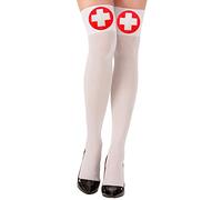 W WIDMANN MILANO Party Fashion - Bas autofixants « Infirmière » | 70 DEN, accessoires de déguisement, bas au-dessus du genou pour déguisements de médecin, pour le carnaval et les soirées
