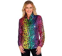 W WIDMANN MILANO Party Fashion - Blouse à paillettes Party Fashion pour femmes, Disco Fever, chemise pour femmes, imprimé animal, festival