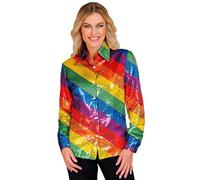 W WIDMANN MILANO Party Fashion - Blouse à paillettes Party Fashion pour femmes, Disco Fever, chemise pour femmes, imprimé animal, festival