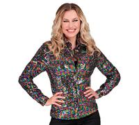 W WIDMANN MILANO Party Fashion - Blouse à paillettes Party Fashion pour femmes, Disco Fever, chemise pour femmes, festival, déguisements de carnaval