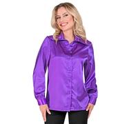 W WIDMANN MILANO Party Fashion - Blouse en satin pour femmes, années 70 Disco Fever, style rétro, Schlagermove, chemise de fête, chemise pour femmes