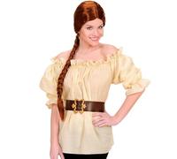 WIDMANN 4211G - Chemise de Pirate Adulte pour Femme, médiéval, Carnaval, aubergiste, Taille M, Couleur Beige