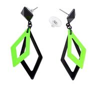 Widmann Boucles d'oreilles Rhombus – Clous d'oreilles disco années 80, bijoux fantaisie Carnaval