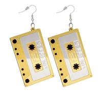 W WIDMANN MILANO Party Fashion - Boucles d'oreilles rétro Cassette, 1 paire, Bijoux 80's 90's, Carnaval Festival Accessoire