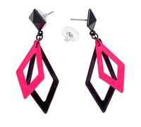 Boucles d'oreille - WIDMANN - Losange - Noir et Rose Fluo - Soirée Disco