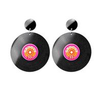 W WIDMANN MILANO Party Fashion - Boucles d'oreilles vinyle, accessoire pour les tenues des années 80, costumes de Disco Fever des années 70