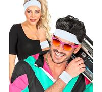 W WIDMANN MILANO Party Fashion - Bracelets, 2 pièces, bandeaux de transpiration, accessoires pour carnaval, tenue des années 80