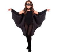 W WIDMANN MILANO Party Fashion - Cape chauve-souris pour enfants, noire, cape, déguisement animal, déguisement Halloween, carnaval
