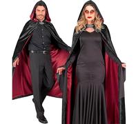W WIDMANN MILANO Party Fashion - Cape en velours pour adultes, 140 cm, noir et rouge, accessoire pour costumes de vampire et de diable