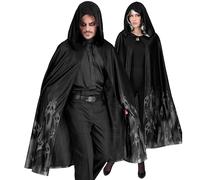 W WIDMANN MILANO Party Fashion - Cape fantôme pour adultes, noire, cape, fantôme, déguisement Halloween