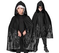 W WIDMANN MILANO Party Fashion - Cape fantôme pour enfants, noire, cape, fantôme, déguisement Halloween