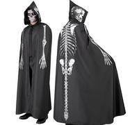 W WIDMANN MILANO Party Fashion - Cape squelette avec capuche pour adulte, 150 cm, costume pour Halloween