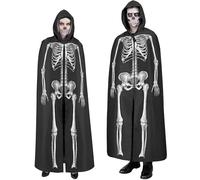 W WIDMANN MILANO Party Fashion - Cape squelette avec capuche pour adulte, 150 cm, costume pour Halloween