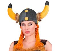 W WIDMANN MILANO Party Fashion - Casque viking avec tresses, chapeau en tissu, gaulois, celte, guerrier