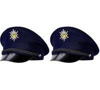 W WIDMANN MILANO Party Fashion - Casquette de police pour adultes, bleu foncé, chapeau de police, policier, casquette, uniforme, costume de police (Lot de 2)