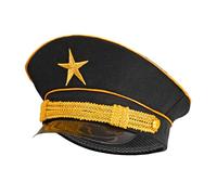 W WIDMANN MILANO Party Fashion - Casquette d'officier noire avec étoile dorée, chapeau de costume pour capitaine, pilote, carnaval et cosplay