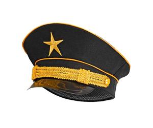W WIDMANN MILANO Party Fashion - Casquette d'officier noire avec étoile dorée, chapeau de costume pour capitaine, pilote, carnaval et cosplay