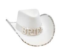 W WIDMANN MILANO Party Fashion - Chapeau Cowgril mariée avec décoration de perles, Bride to be, enterrement de vie de jeune fille, JGA