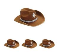 W WIDMANN MILANO Party Fashion - Chapeau de cowboy avec bandeau et étoile, rodéo, ranger, shérif, accessoire pour déguisements de carnaval (Lot de 4)