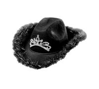 W WIDMANN MILANO Party Fashion - Chapeau de cowboy avec tiare et lametta, Western, Indien, Texas, Ranger, Enterrement de vie de garçon