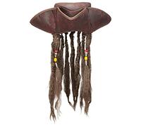 W WIDMANN MILANO Party Fashion – Chapeau de pirate 09644, tricorne marron aspect cuir avec cheveux