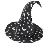 W WIDMANN MILANO Party Fashion - Chapeau de sorcière, chapeau magique pour enfants, avec motif lune et étoiles, adapté pour le carnaval, Halloween