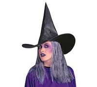 W WIDMANN MILANO Party Fashion, Chapeau de sorcière noir, design effrayant, taille unique, matériaux durables, polyvalent pour Halloween et événements, facile à entretenir