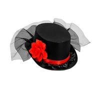 W WIDMANN MILANO Party Fashion - Chapeau haut-de-forme avec rose et tulle, couvre-chef, accessoire de costume