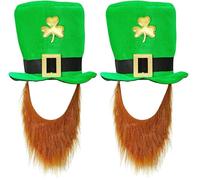 W WIDMANN MILANO Party Fashion - Chapeau haut-de-forme de lutin, 25 cm | Chapeau de lutin vert avec barbe orange pour la Saint-Patrick, costumes de lutin, soirée à thème irlandaise, carnaval