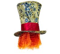 W WIDMANN MILANO Party Fashion - Chapeau haut-de-forme fou avec cheveux, accessoire de costume pour carnaval et fêtes à thème