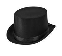 W WIDMANN MILANO Party Fashion - Chapeau haut-de-forme noir en satin | Cylindre élégant, chapeau pour costumes de gentleman, de magicien ou de spectacle, carnaval, soirée à thème
