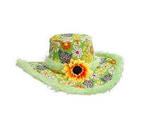 W WIDMANN MILANO Party Fashion - Chapeau Ibiza, avec bord en peluche et tournesol, chapeau de fête, hippie, accessoire de jardinier