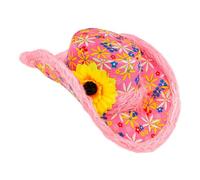 W WIDMANN MILANO Party Fashion - Chapeau Ibiza, avec bord en peluche et tournesol, chapeau de fête, hippie, accessoire de jardinier