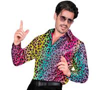 W WIDMANN MILANO Party Fashion - Chemise à paillettes Party Fashion pour hommes, Disco Fever, Animal Print, chemise homme