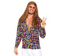 W WIDMANN MILANO Party Fashion - Chemise années 70 Groovy Style, Flower Power, Disco Fever, Costumes de carnaval