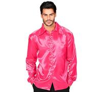 W WIDMANN MILANO Party Fashion - Chemise disco années 70, chemise à manches longues, chemise en satin, carnaval