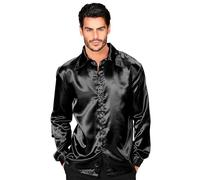 W WIDMANN MILANO Party Fashion - Chemise disco années 70, chemise à manches longues, chemise en satin, carnaval