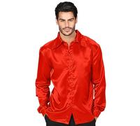 W WIDMANN MILANO Party Fashion - Chemise disco années 70, chemise à manches longues, chemise en satin, carnaval