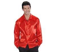 W WIDMANN MILANO Party Fashion - Chemise disco années 70, Chemise à manches longues, Chemise en satin, Carnaval