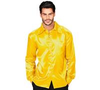 W WIDMANN MILANO Party Fashion - Chemise en satin pour hommes, années 70 Disco Fever, Style rétro, Schlagermove, Party Shirt