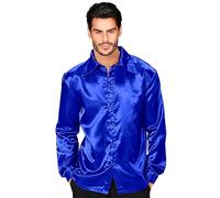 W WIDMANN MILANO Party Fashion - Chemise en satin pour hommes, années 70 Disco Fever, Style rétro, Schlagermove, Party Shirt