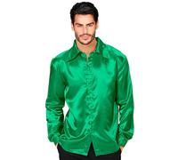 W WIDMANN MILANO Party Fashion - Chemise en satin pour hommes, années 70 Disco Fever, Style rétro, Schlagermove, Party Shirt