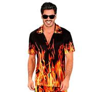 W WIDMANN MILANO Party Fashion - Chemise hawaïenne, chemise à manches courtes, fleurs, aloha, fête de plage, déguisement