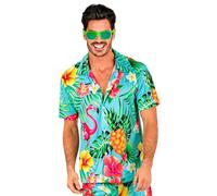 W WIDMANN MILANO Party Fashion - Chemise hawaïenne, chemise à manches courtes, fleurs, aloha, fête de plage, déguisement
